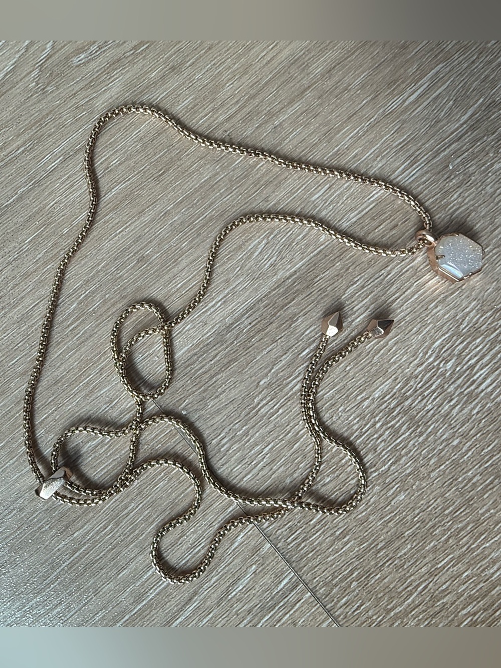 Kendra Scott Rose Gold Druzy Slider Necklace